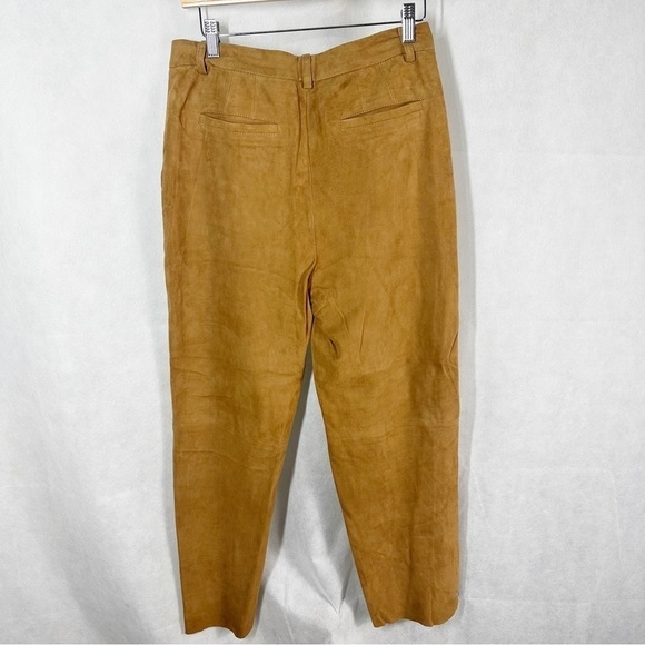 Eleventy Platinum Leather Suede Straight Leg Pants Size US 2 EU 40 Camel Brown - Picture 2 of 12